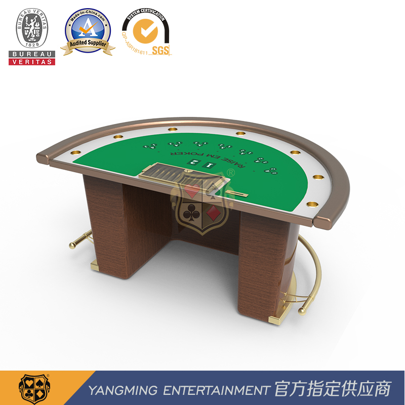 International Competition Half Round Black Jacket Casino Poker Table 