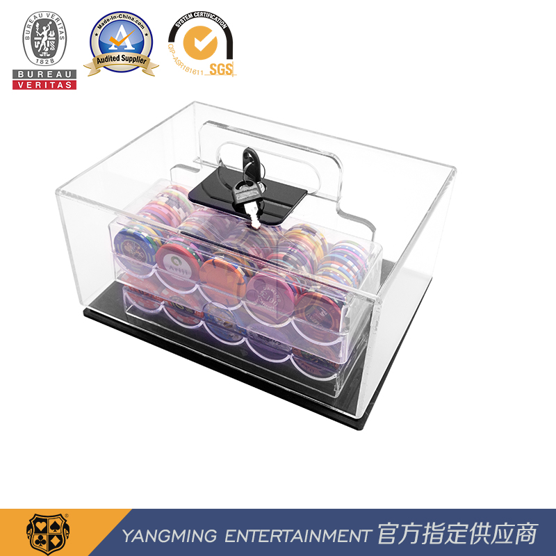 Acrylic Chip Box Baccarat Casino Table Poker Chip Box with Lock Handheld